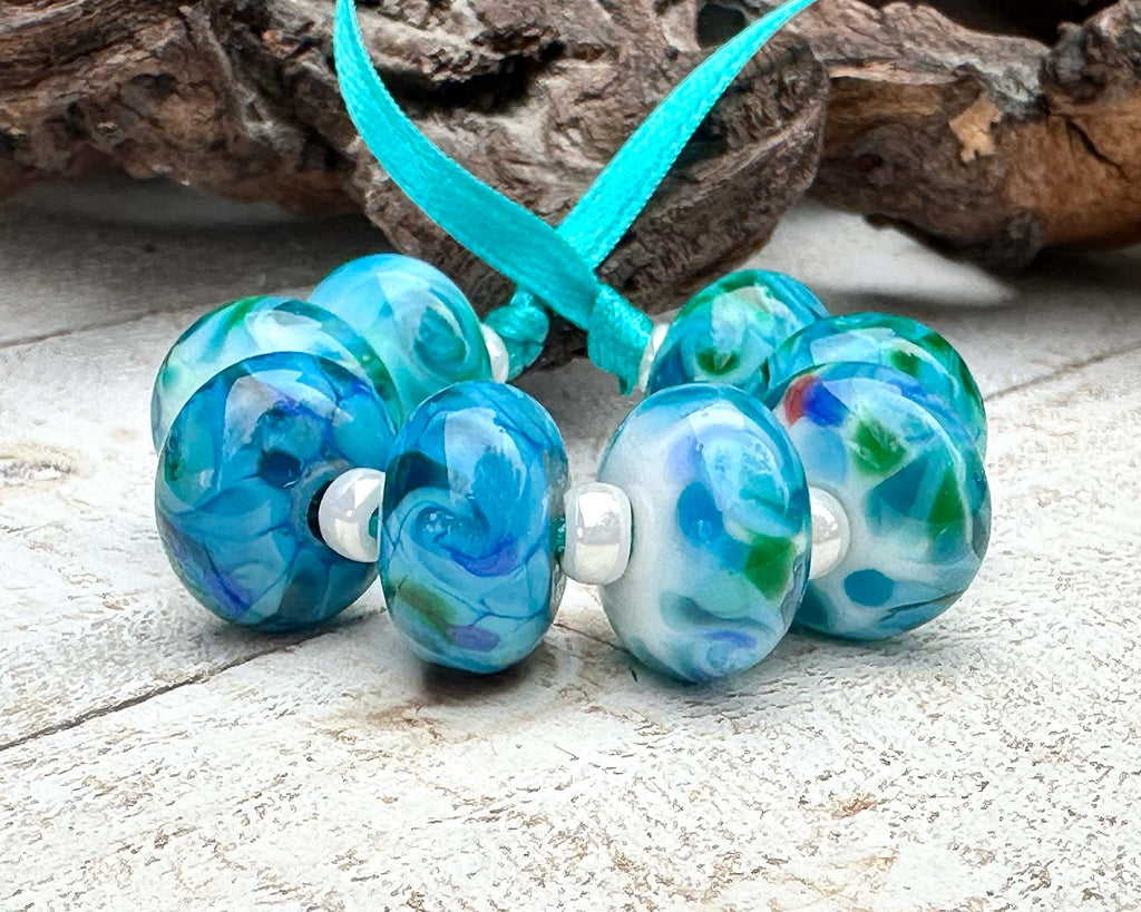 blue lampwork beads