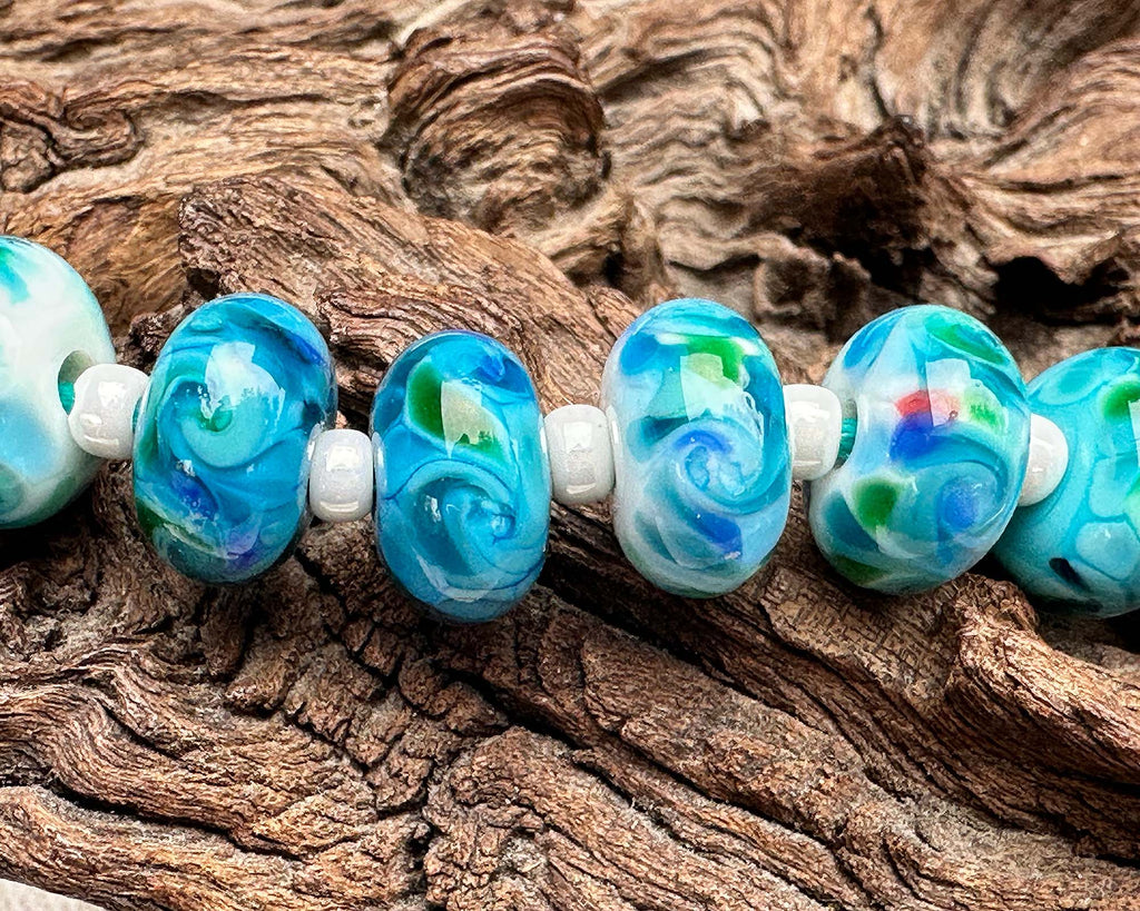 blue lampwork beads