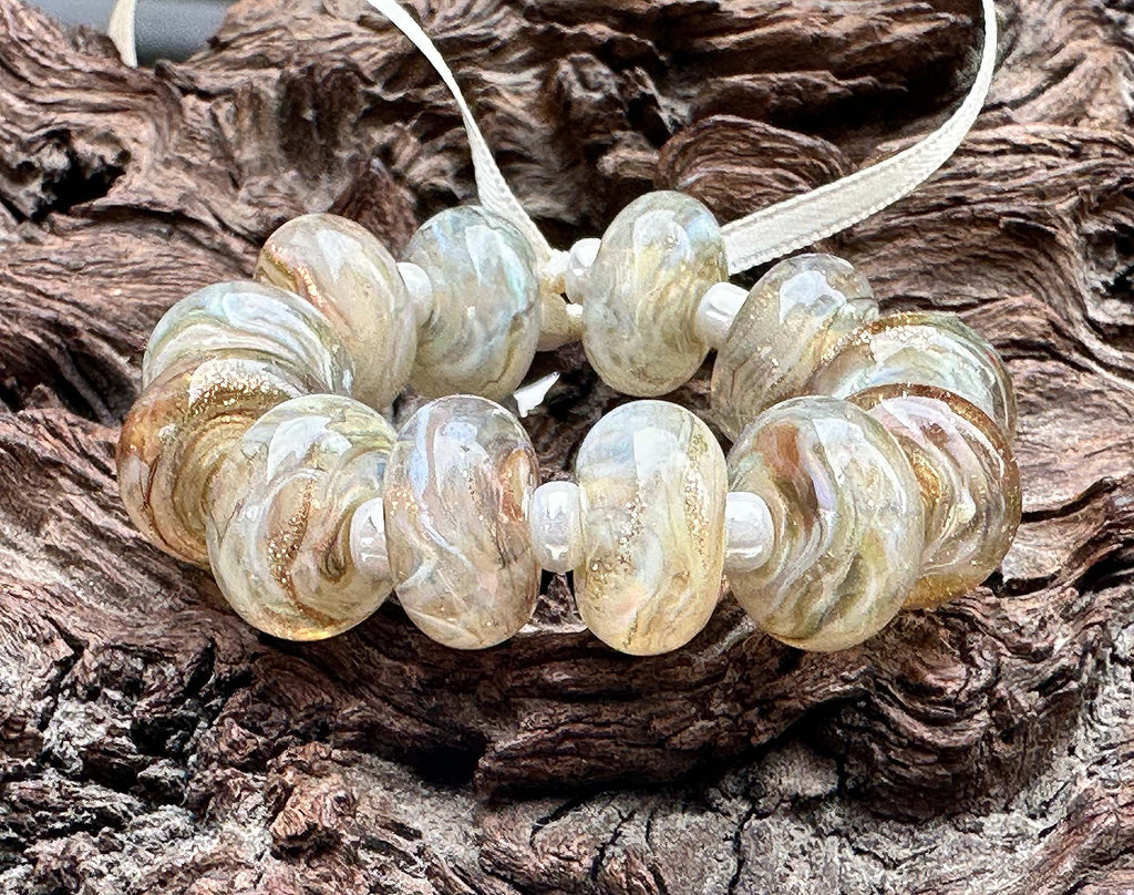 beige lampwork beads