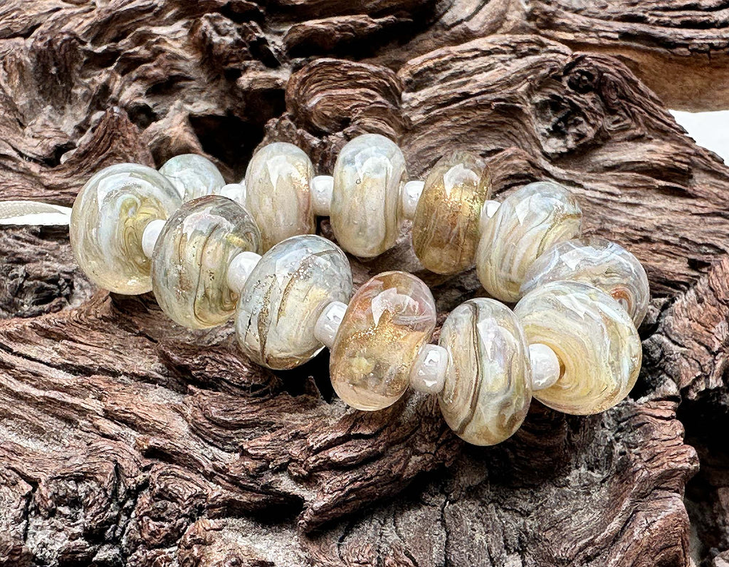 beige lampwork beads