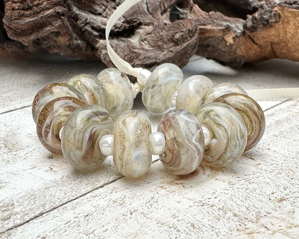 beige lampwork beads