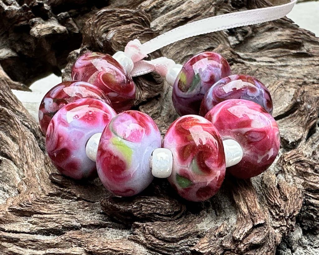 pink lampwork beads