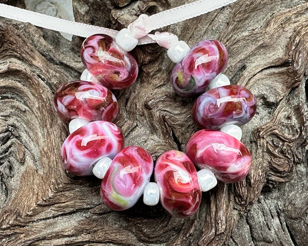 pink lampwork beads