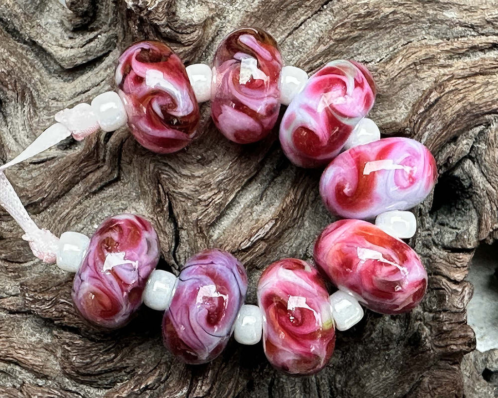 pink lampwork beads