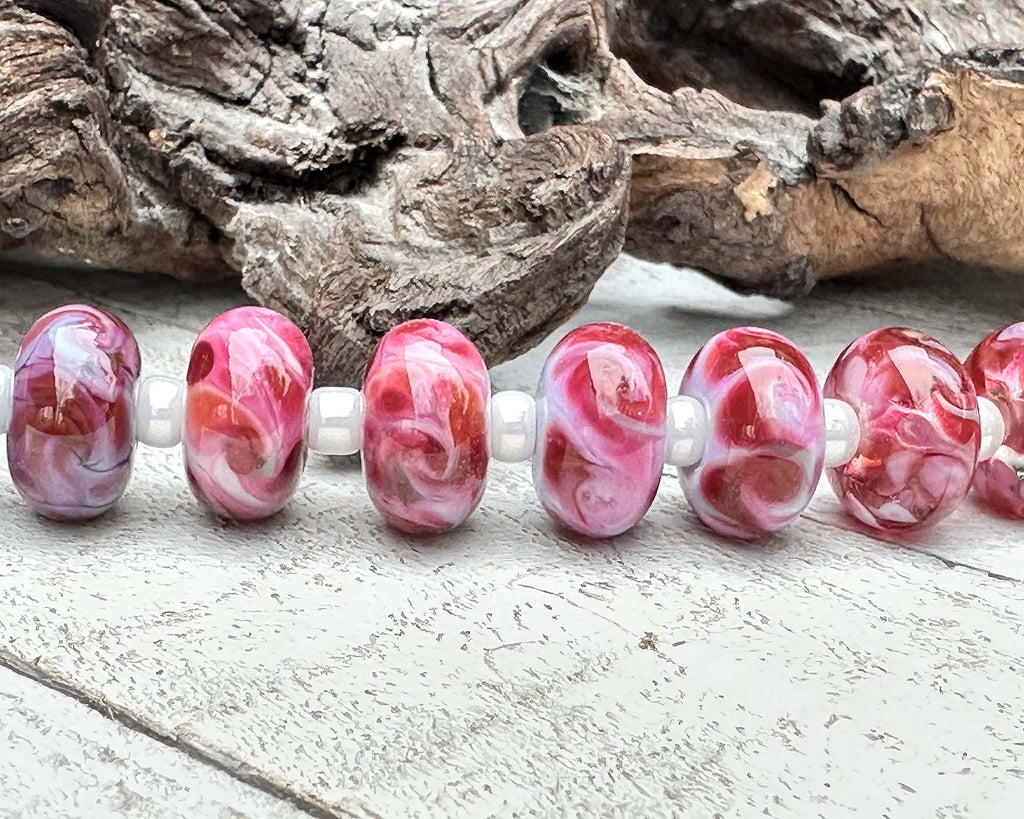 pink lampwork beads