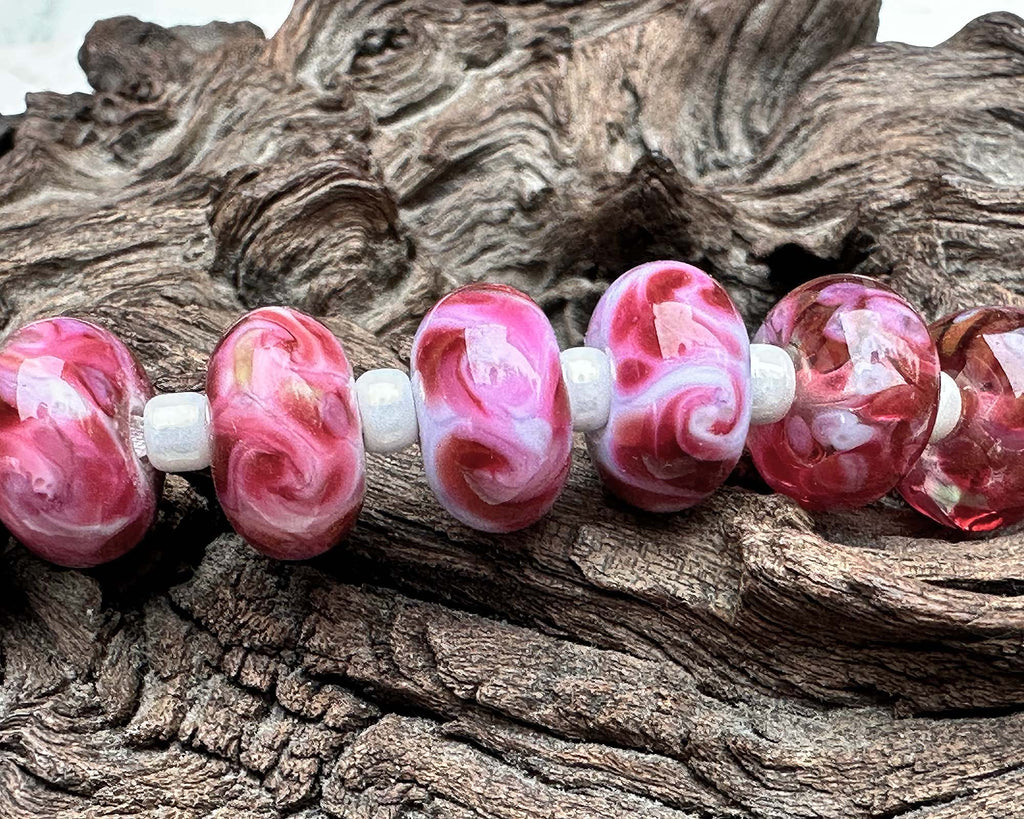 pink lampwork beads