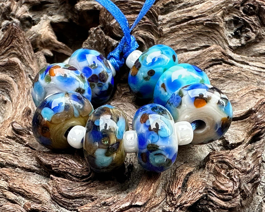 blue lampwork beads