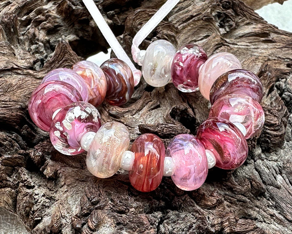 pink lampwork beads