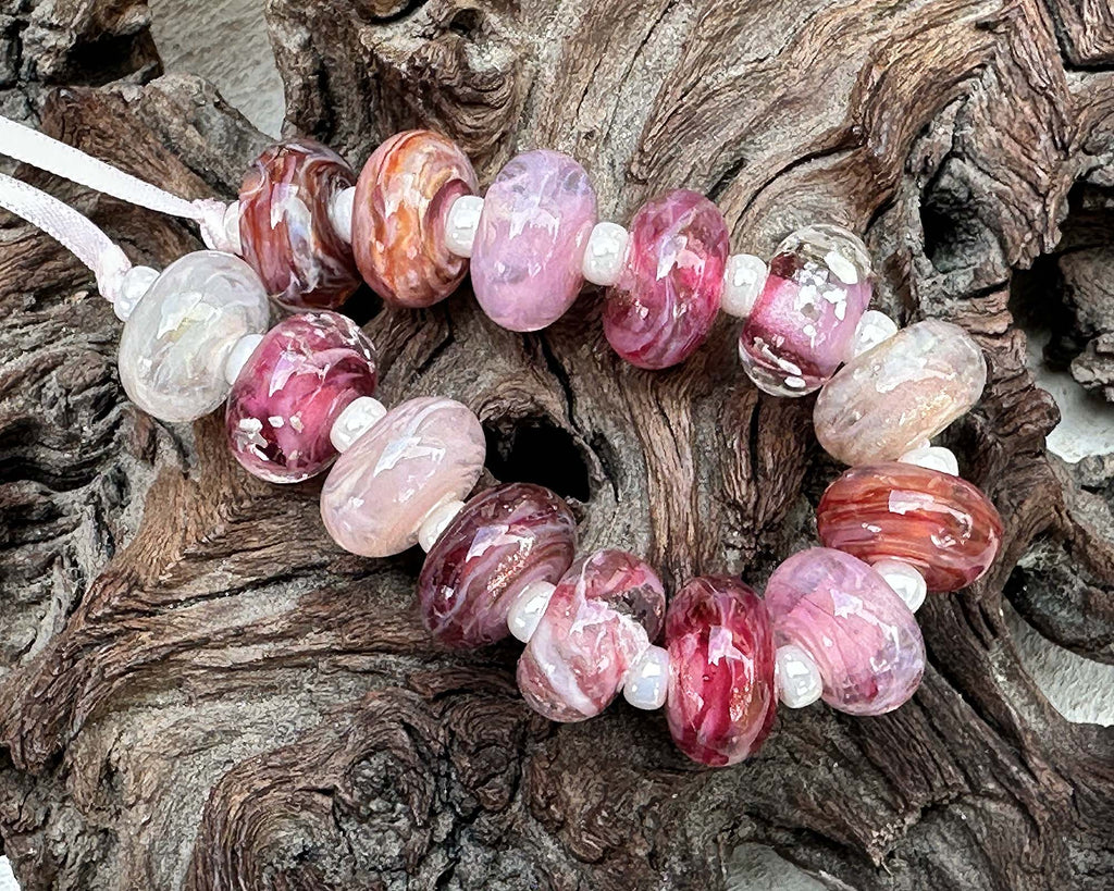 pink lampwork beads