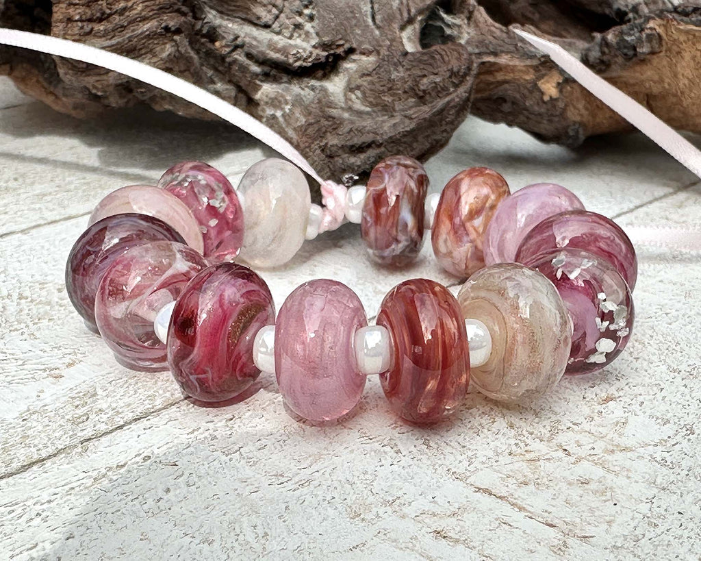 pink lampwork beads