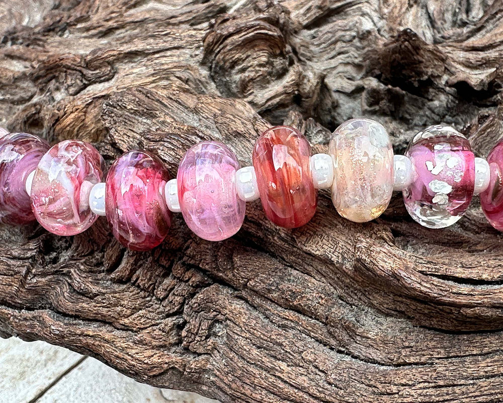 pink lampwork beads