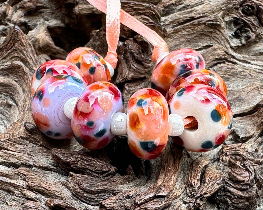 peach lampwork beads