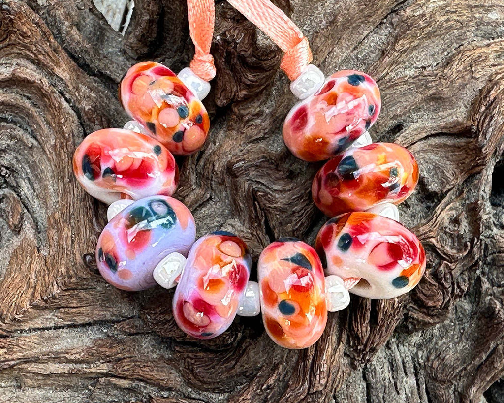 peach lampwork beads