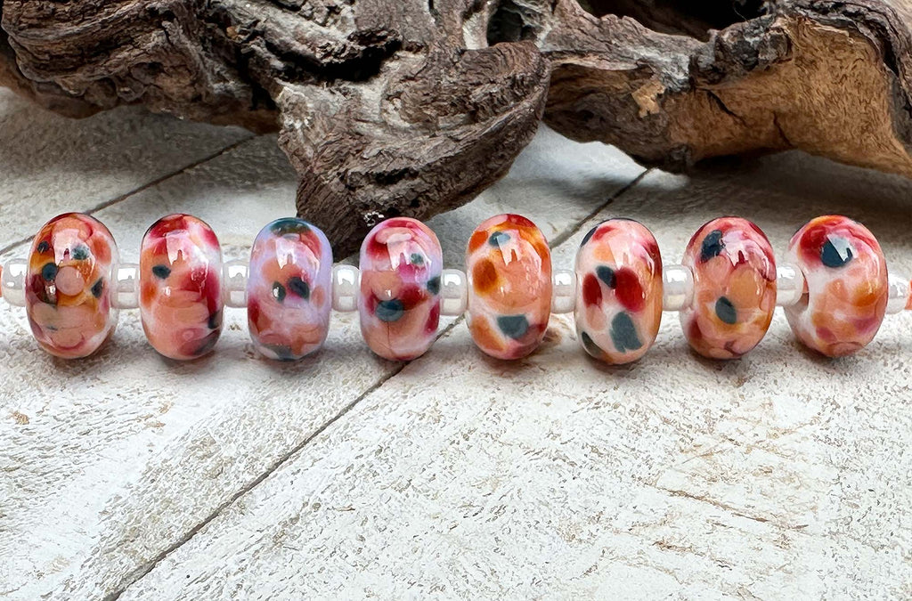 peach lampwork beads