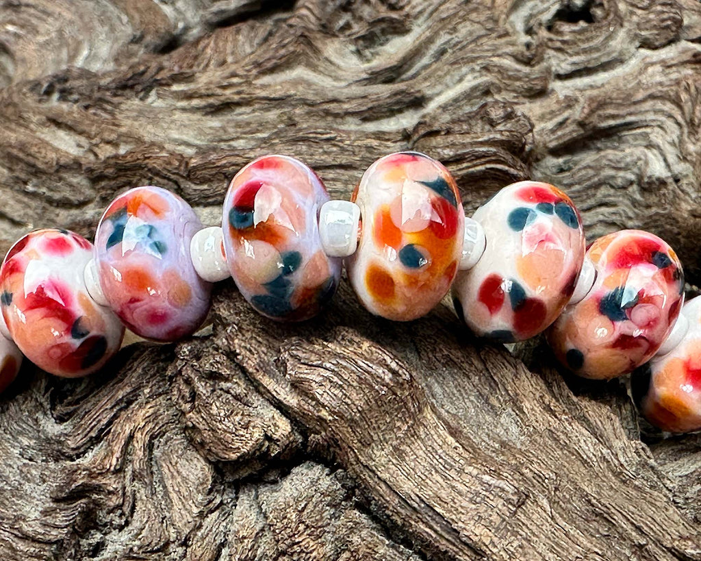 peach lampwork beads