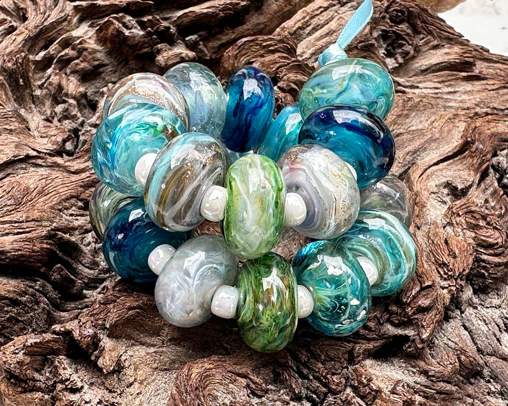 blue lampwork beads