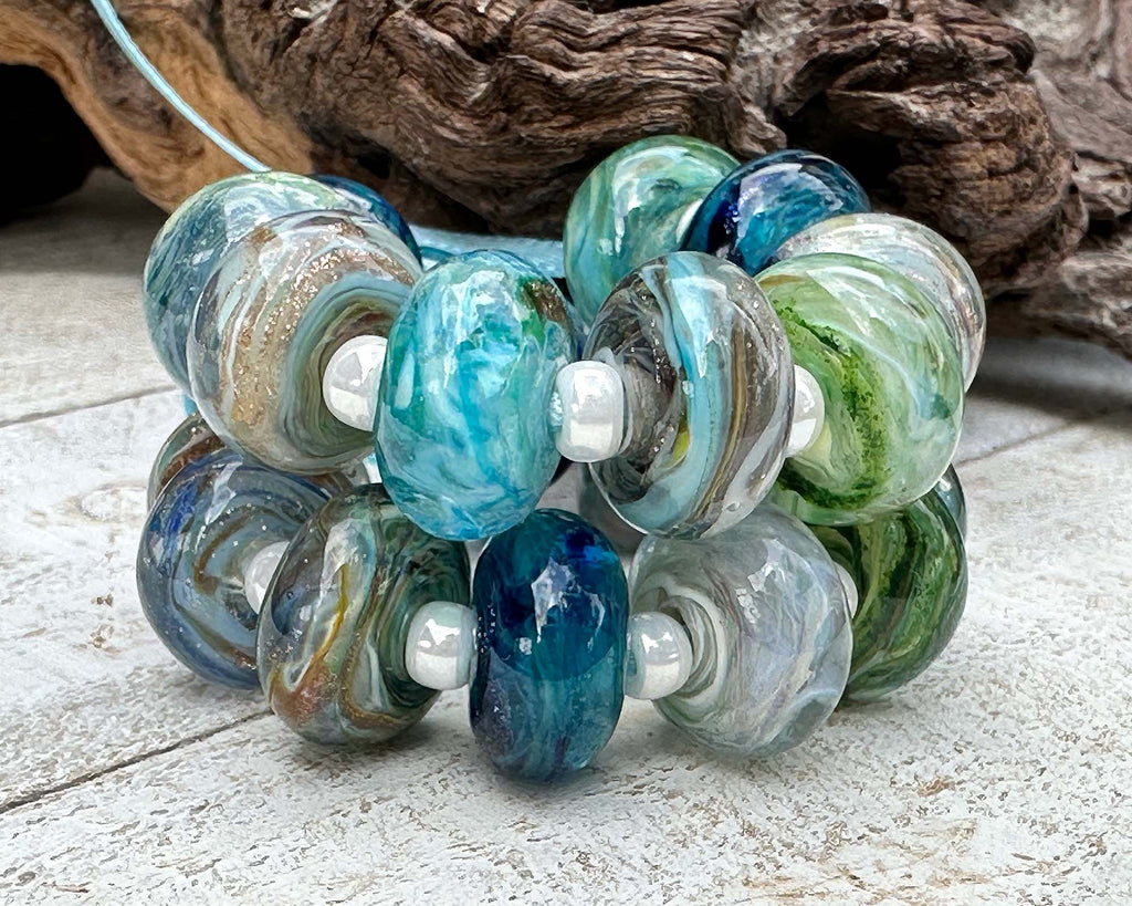 blue lampwork beads