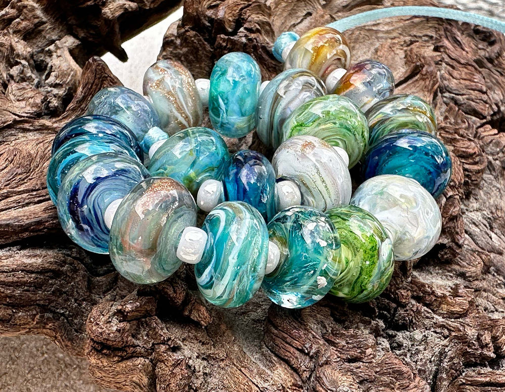 blue lampwork beads