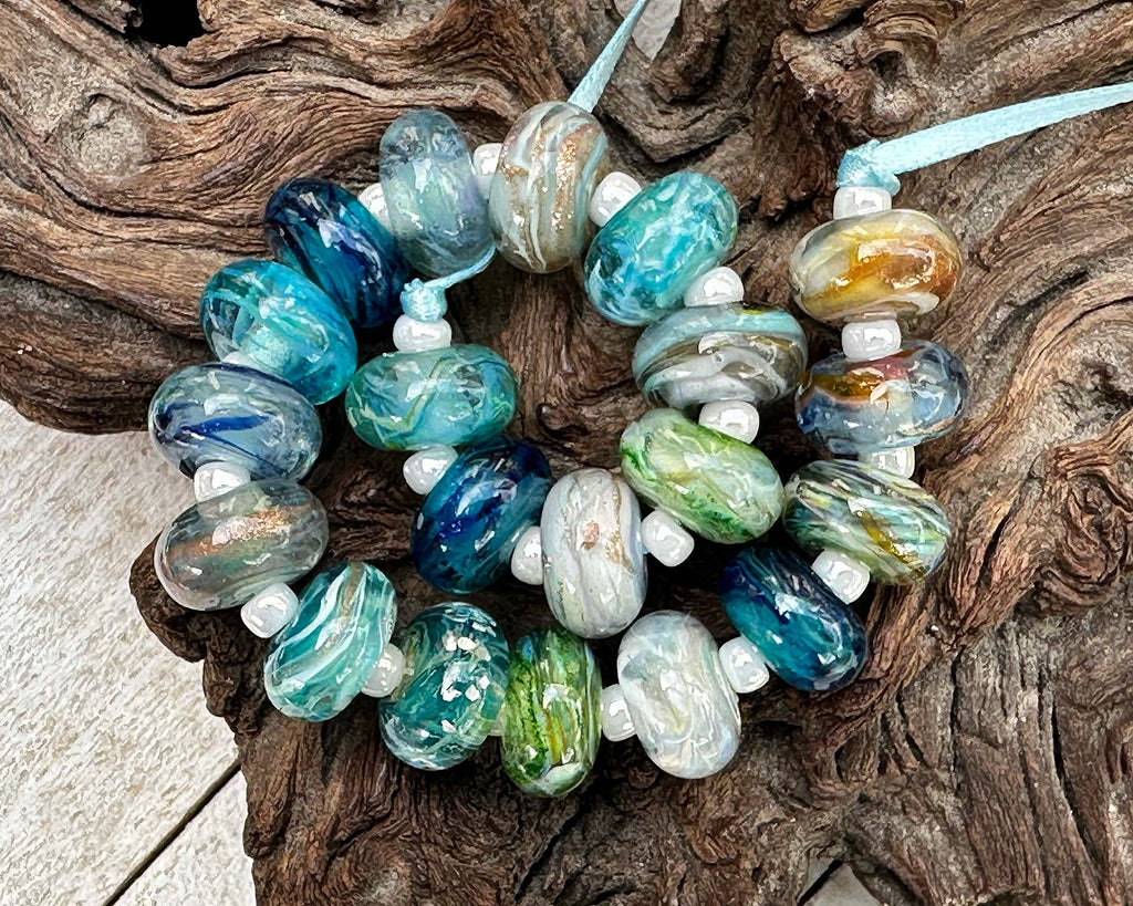 blue lampwork beads