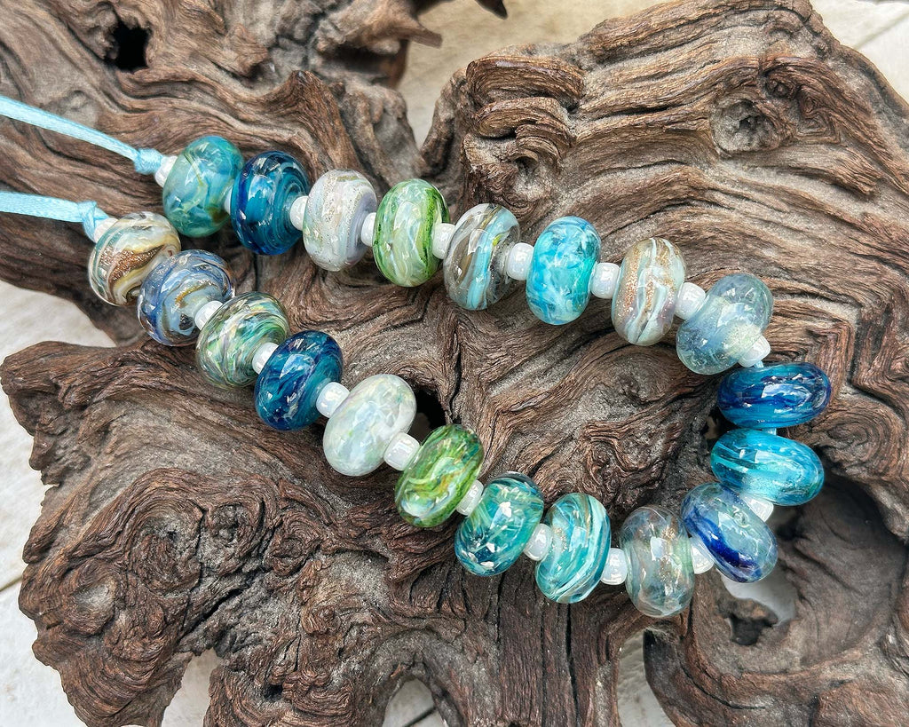 blue lampwork beads