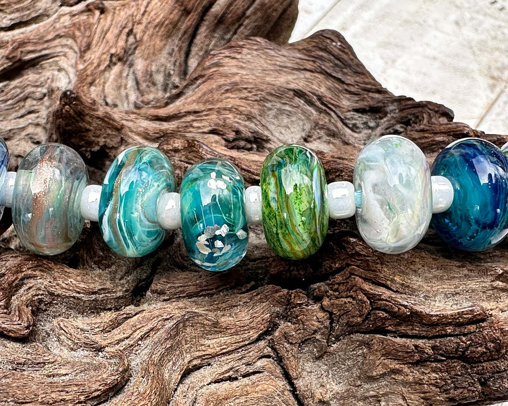 blue lampwork beads