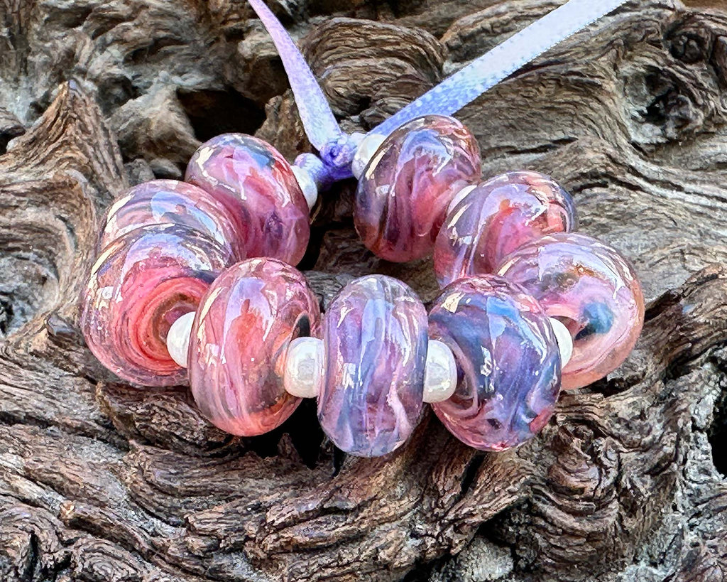 pink lampwork beads