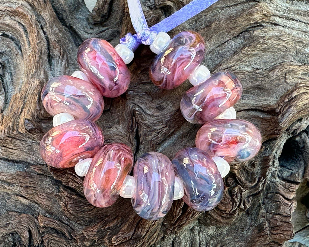 pink lampwork beads