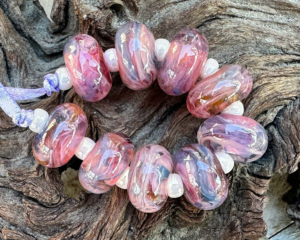 pink lampwork beads