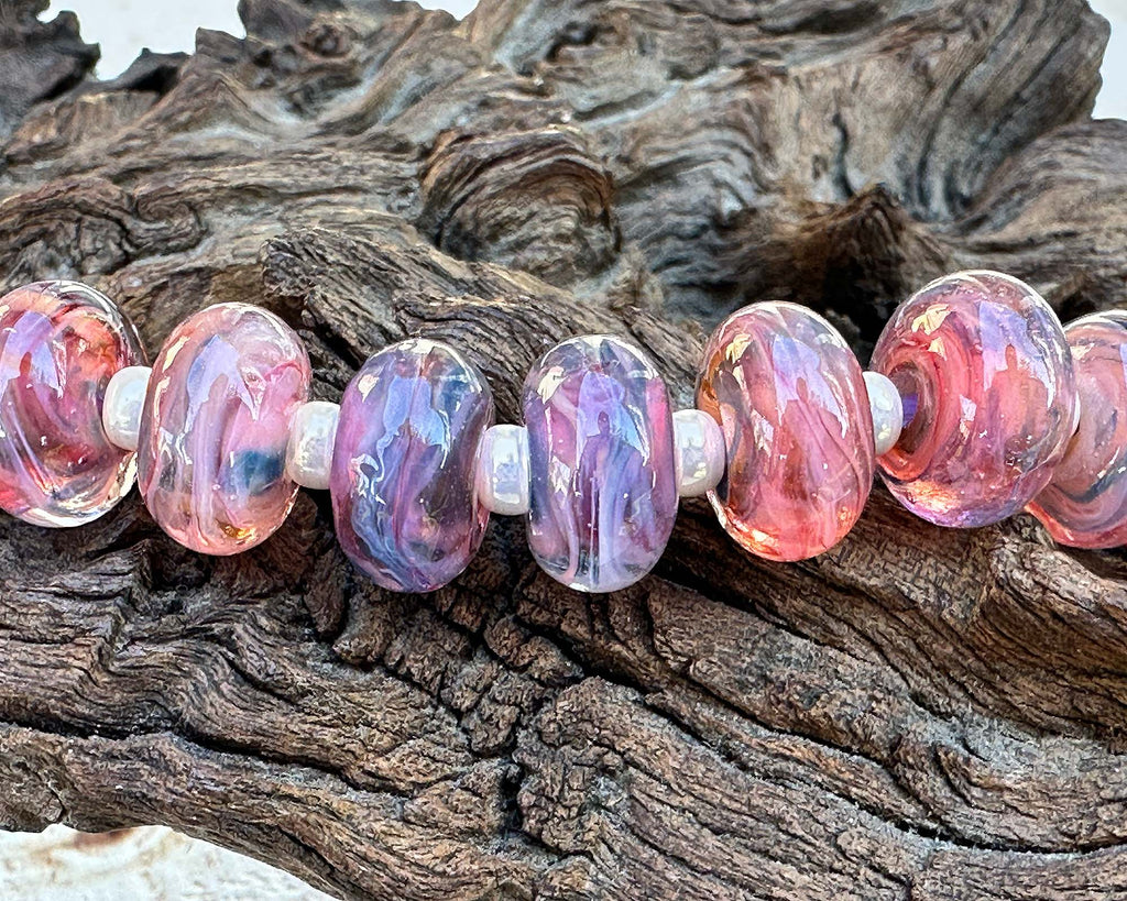 pink lampwork beads