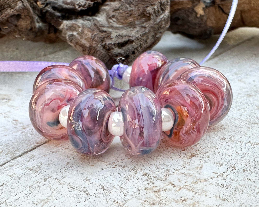 pink lampwork beads