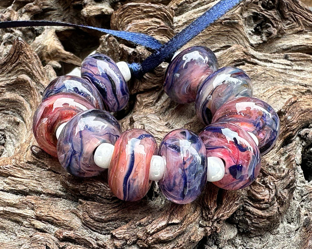 pink lampwork beads