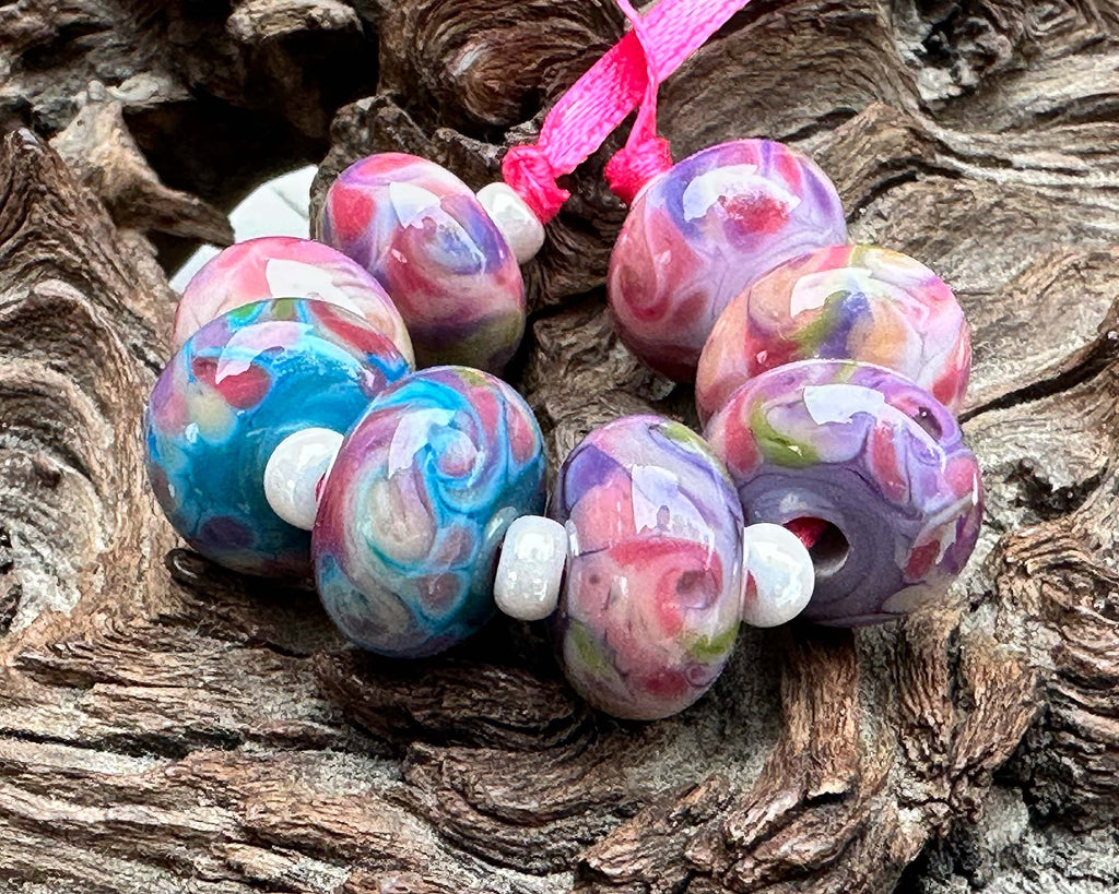 pink lampwork beads