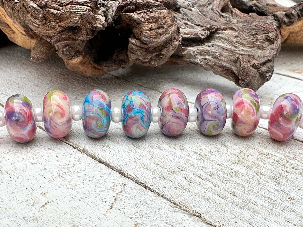 pink lampwork beads