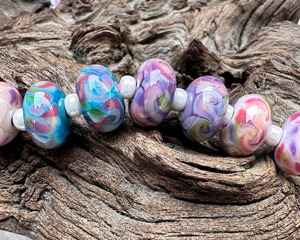 pink lampwork beads