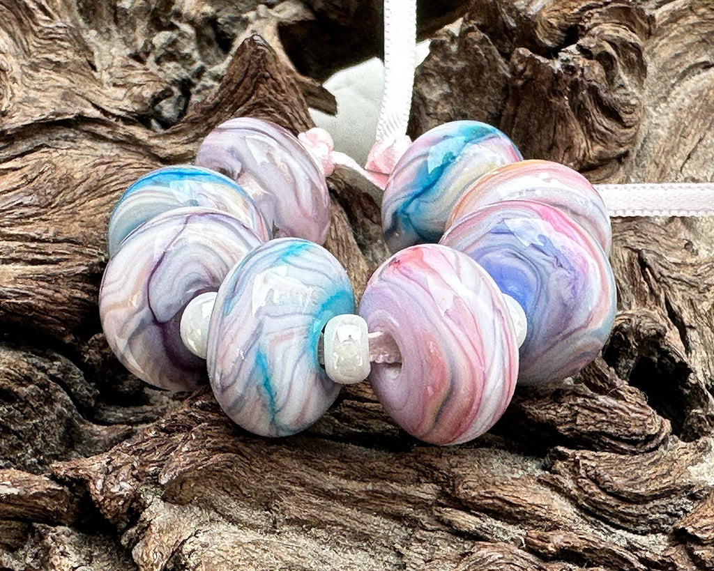 pink lampwork beads