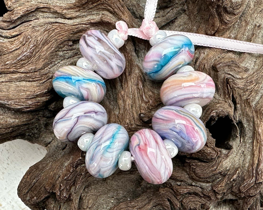 pink lampwork beads