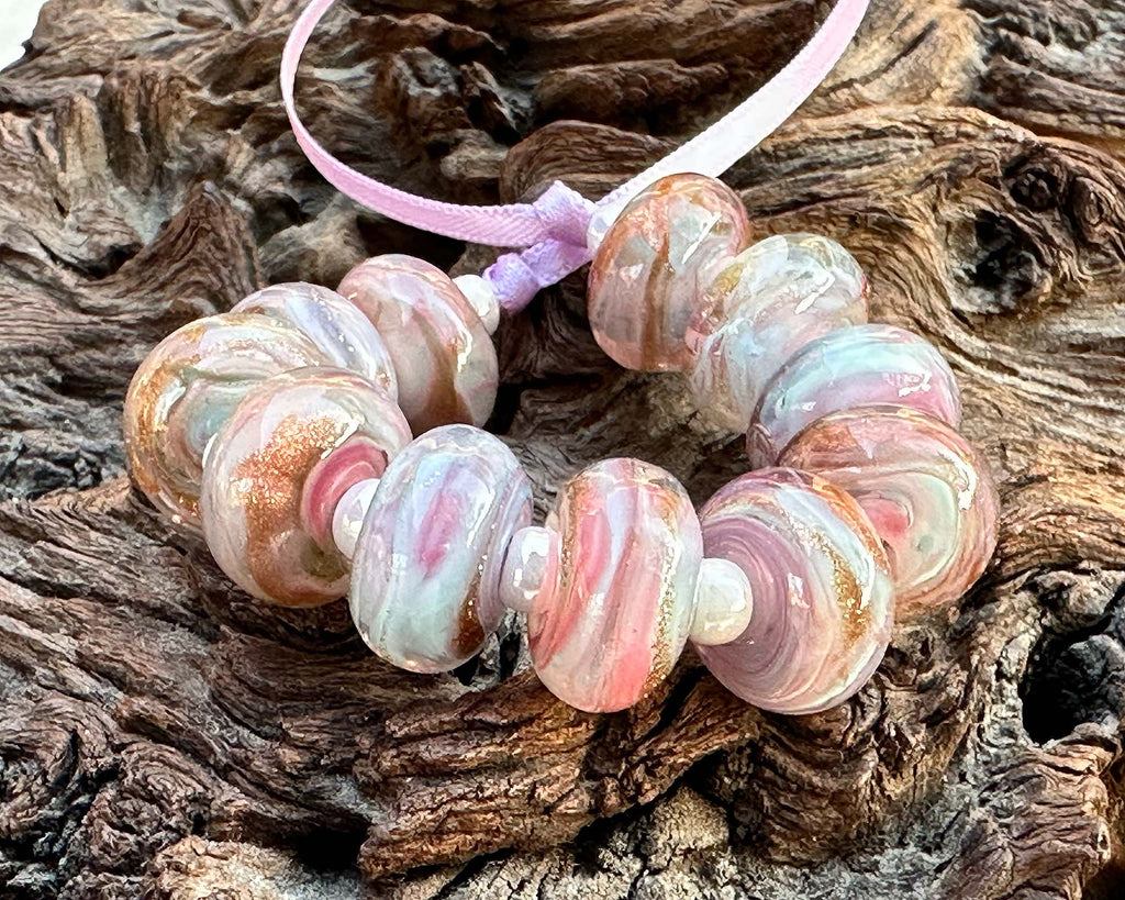 pink lampwork beads