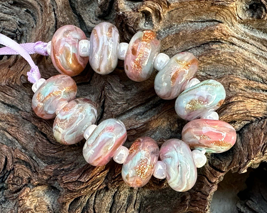 pink lampwork beads