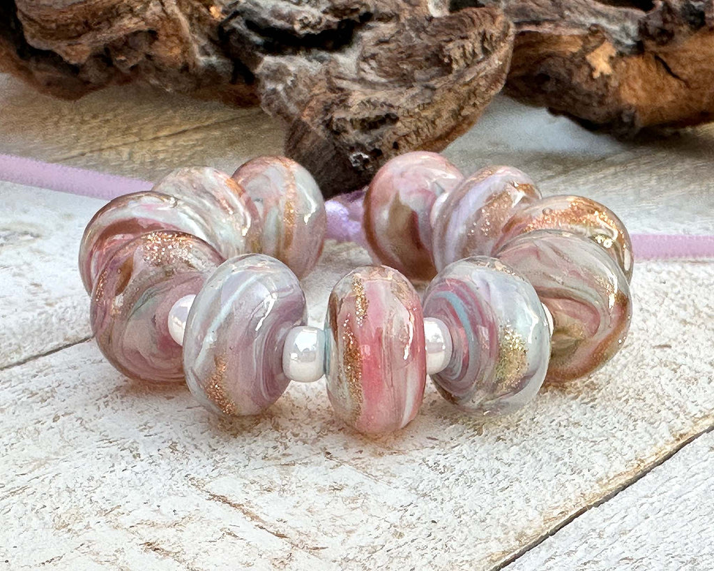 pink lampwork beads