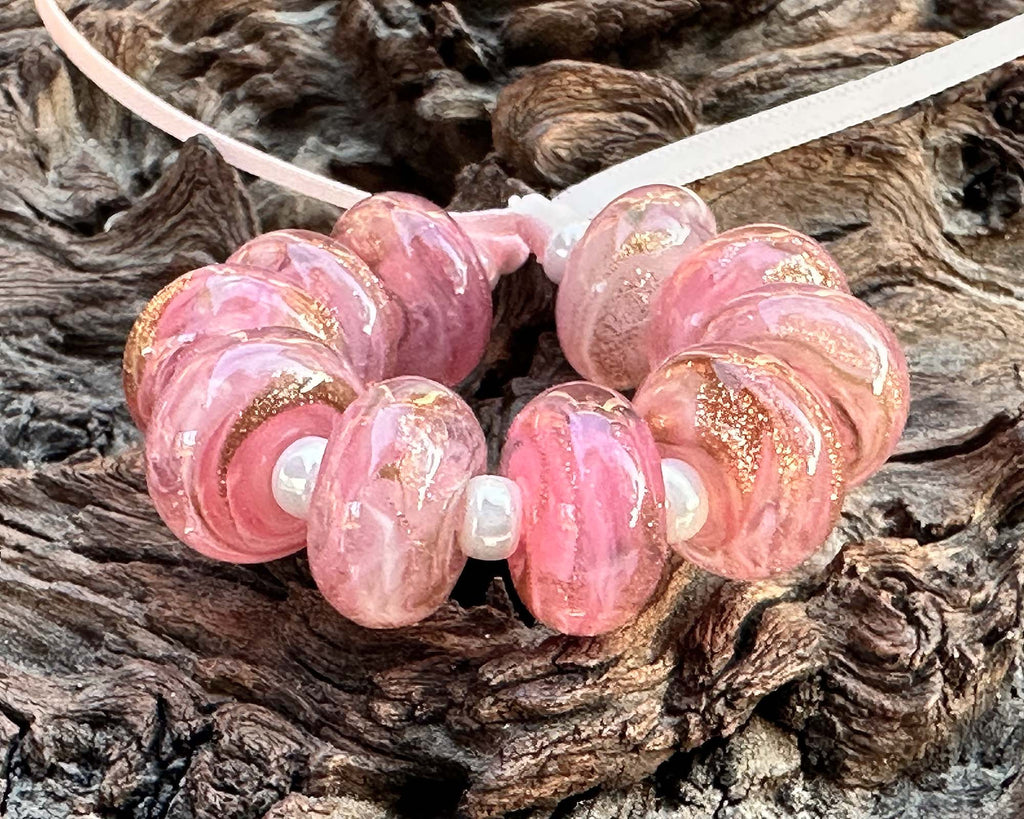 pink lampwork beads