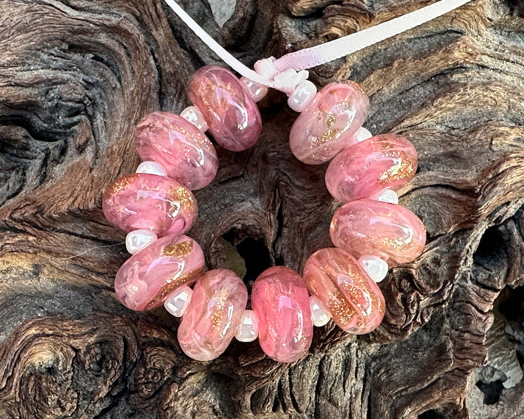 pink lampwork beads