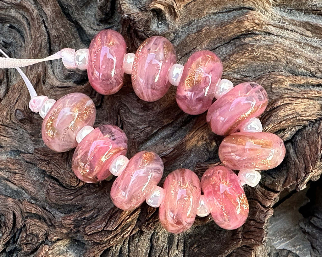 pink lampwork beads