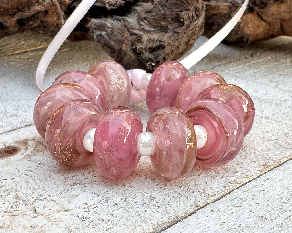 pink lampwork beads