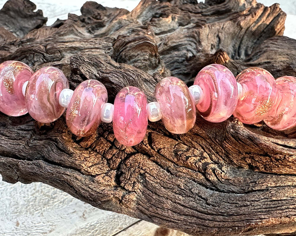 pink lampwork beads