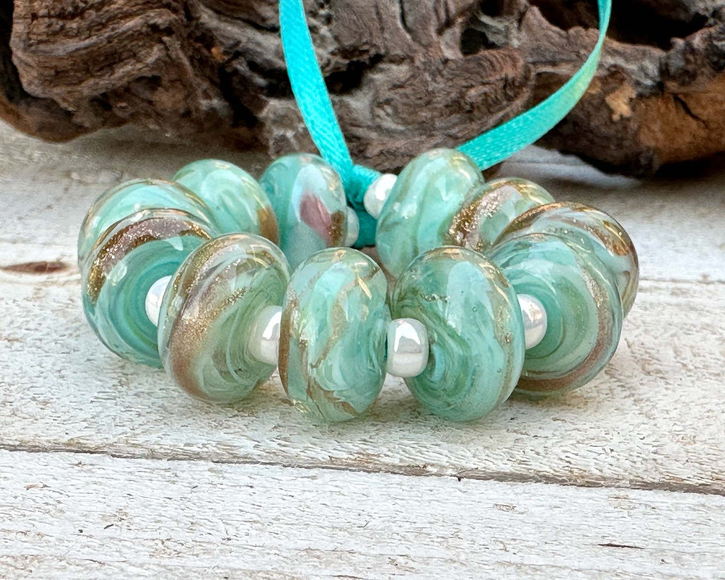 blue lampwork beads