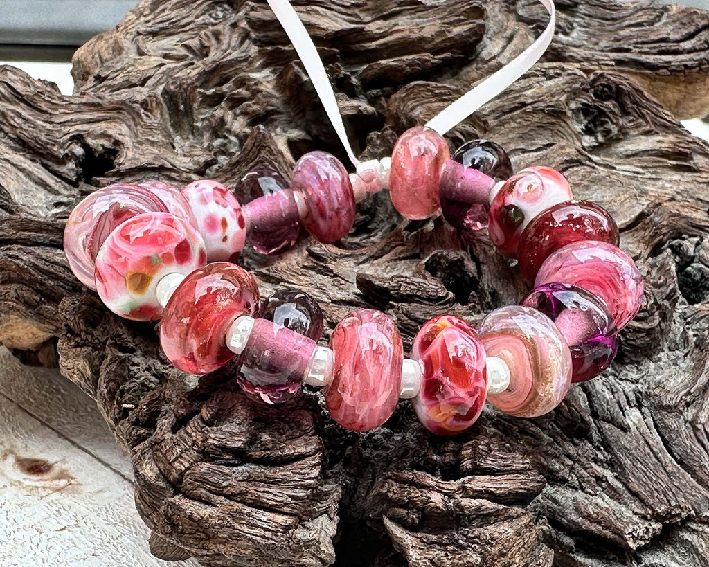 pink lampwork beads