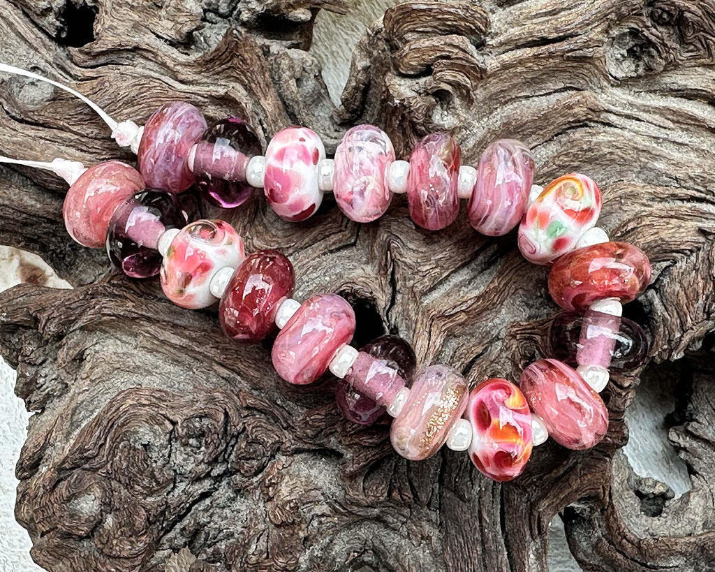 pink lampwork beads