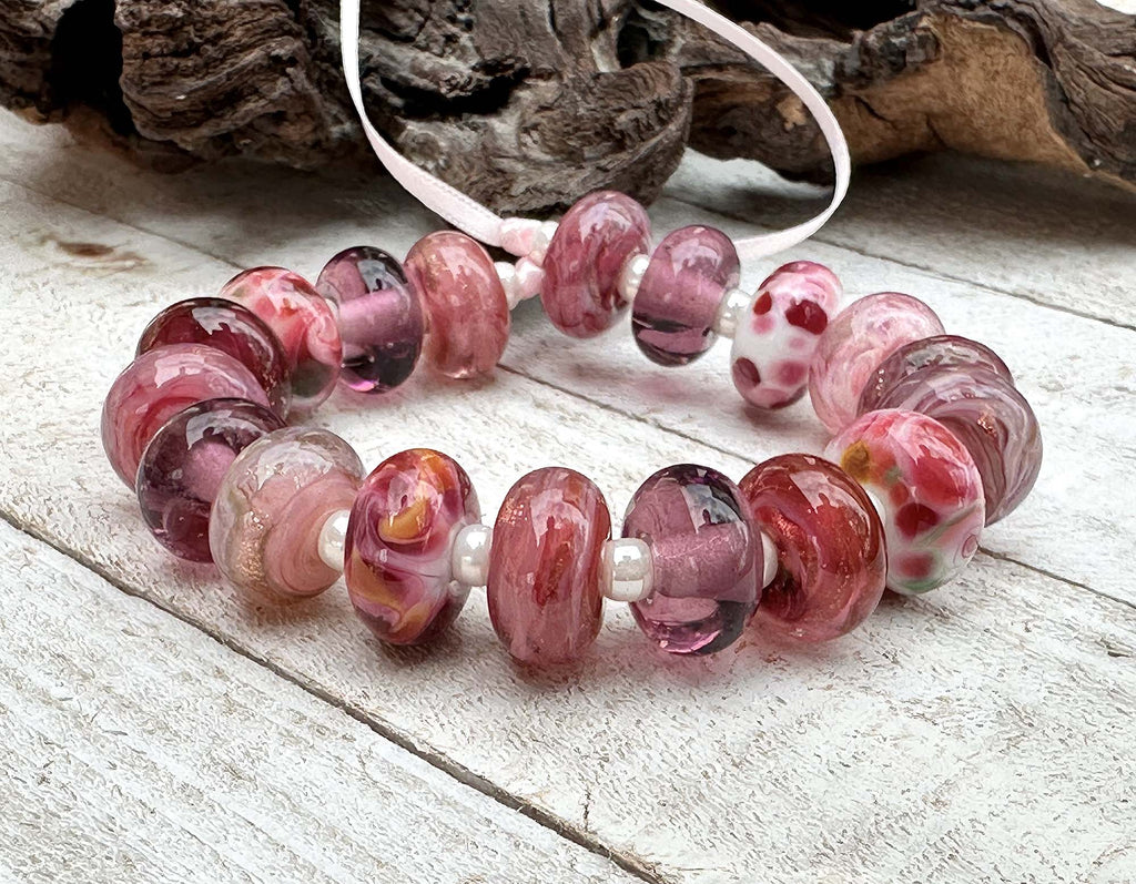 pink lampwork beads