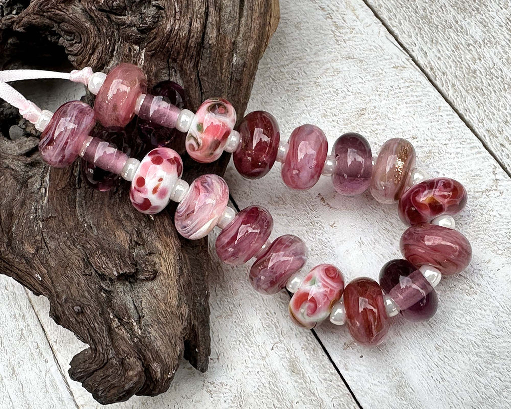 pink lampwork beads