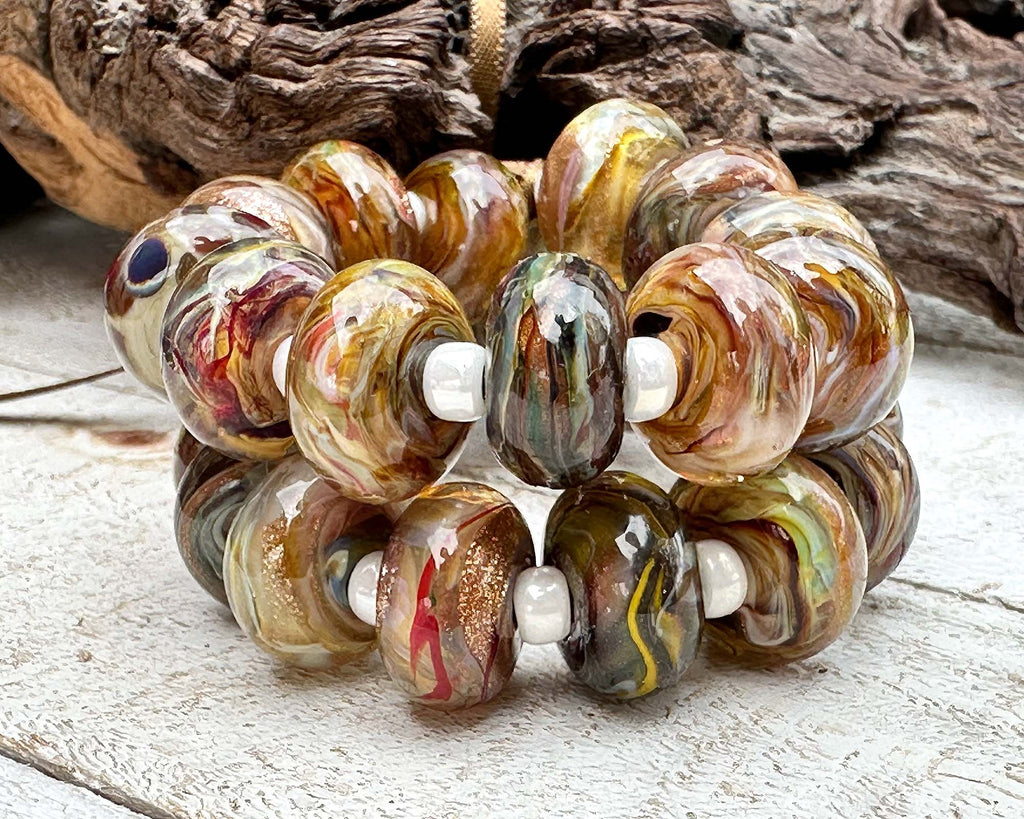 brown lampwork beads